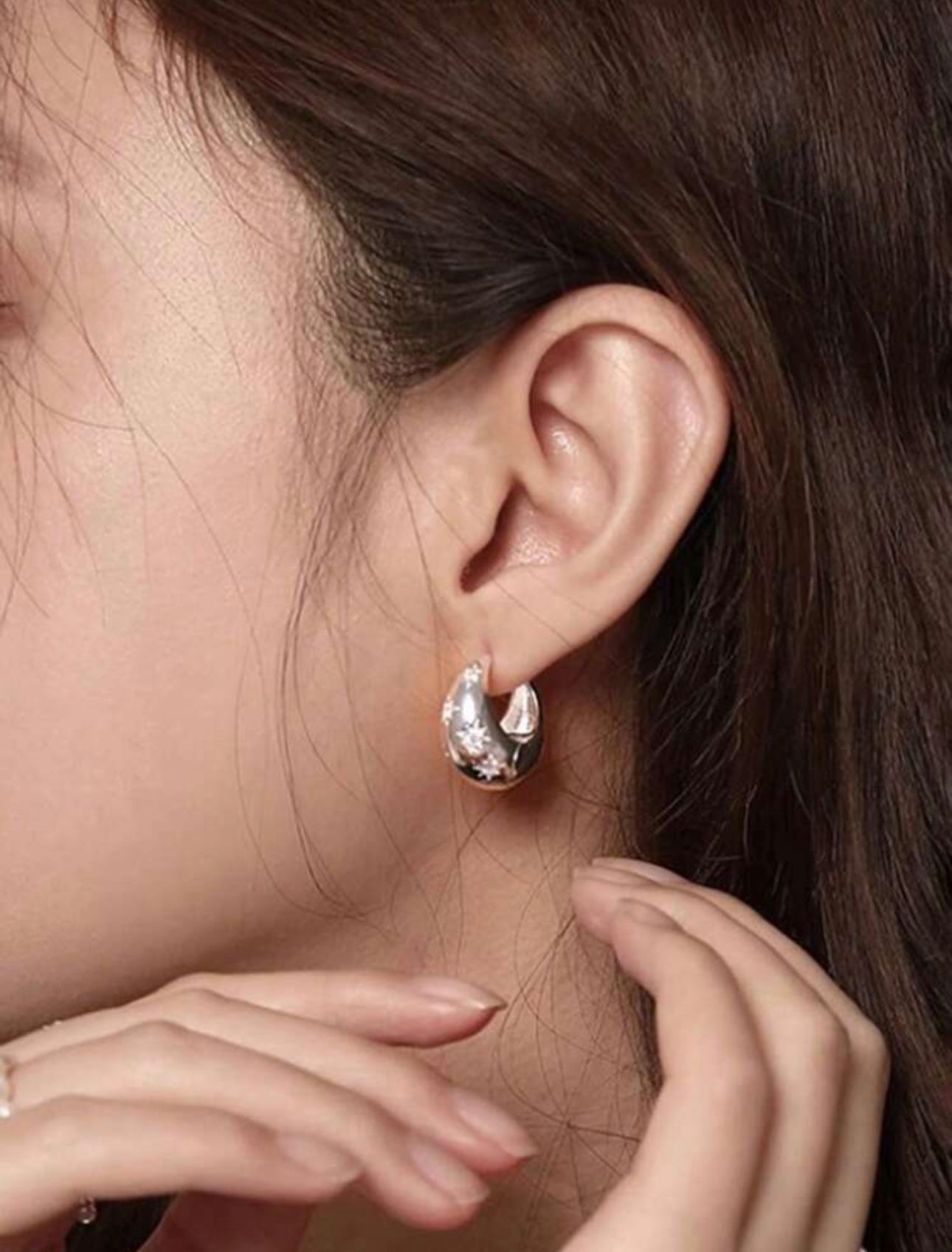 Diamanté Celestial Hoops Silver