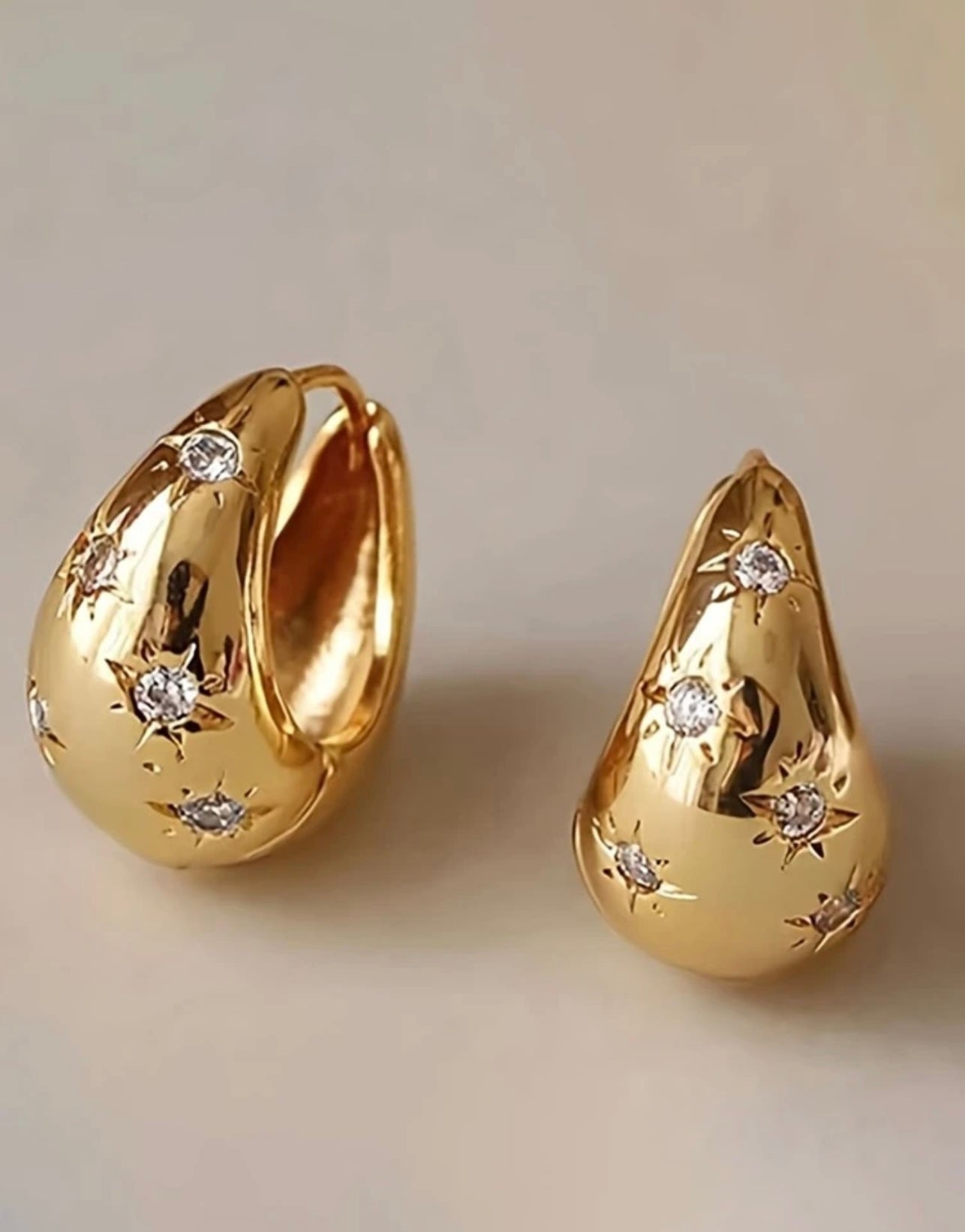 Gold Celestial Diamanté Hoops