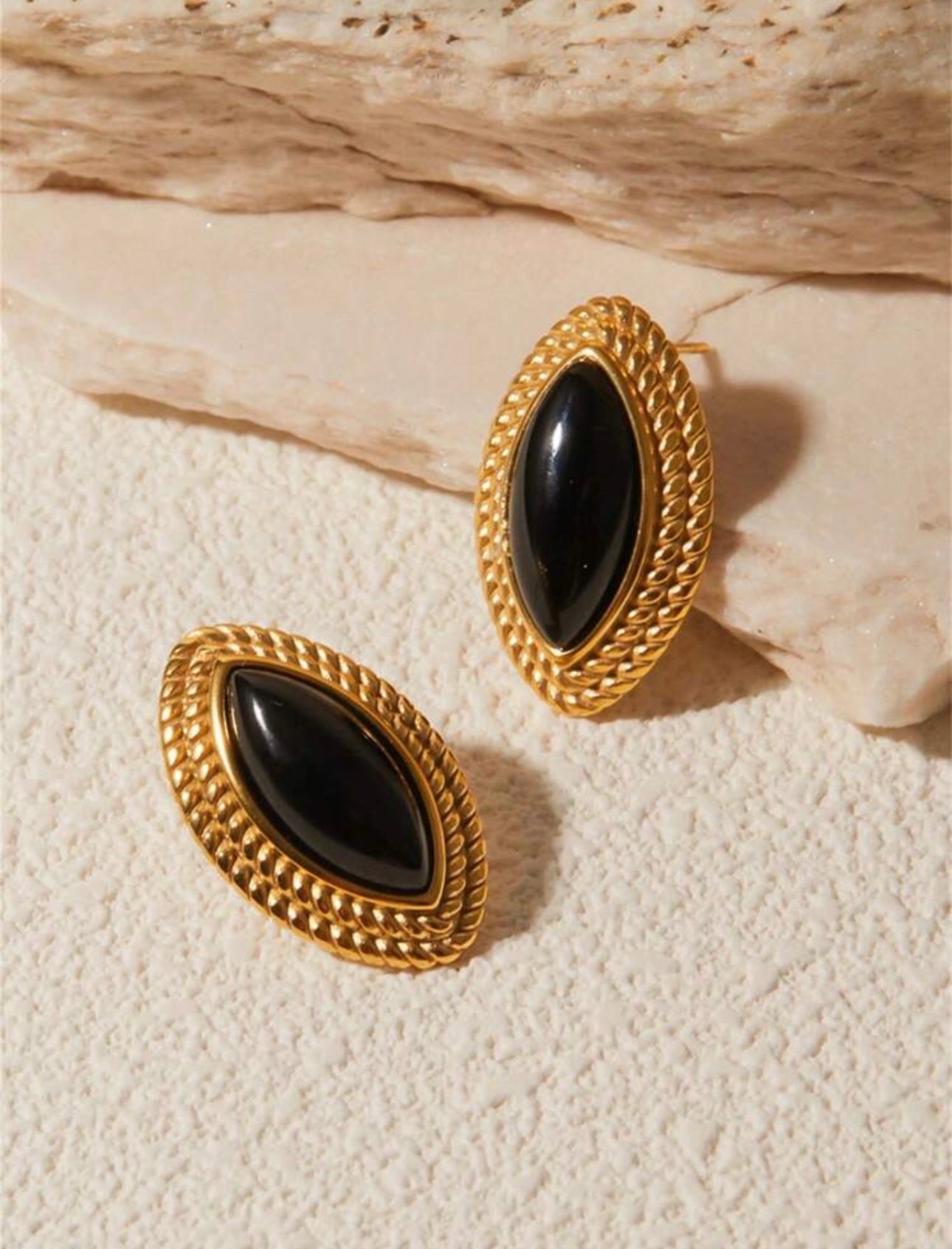 Black & Gold Cat Eye Earrings