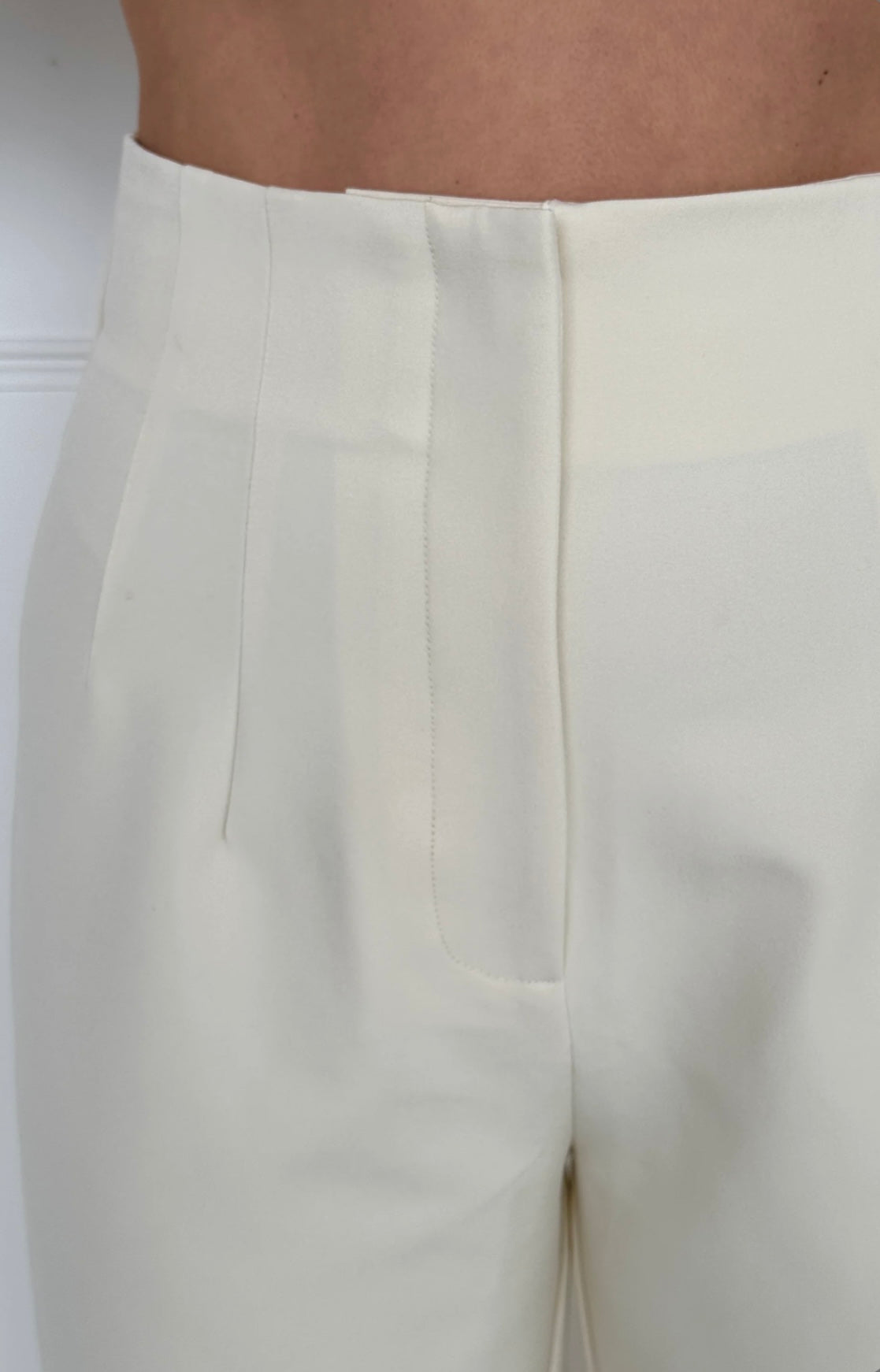 Natalie High Waisted Fitted Wide Leg Trouser Ivory