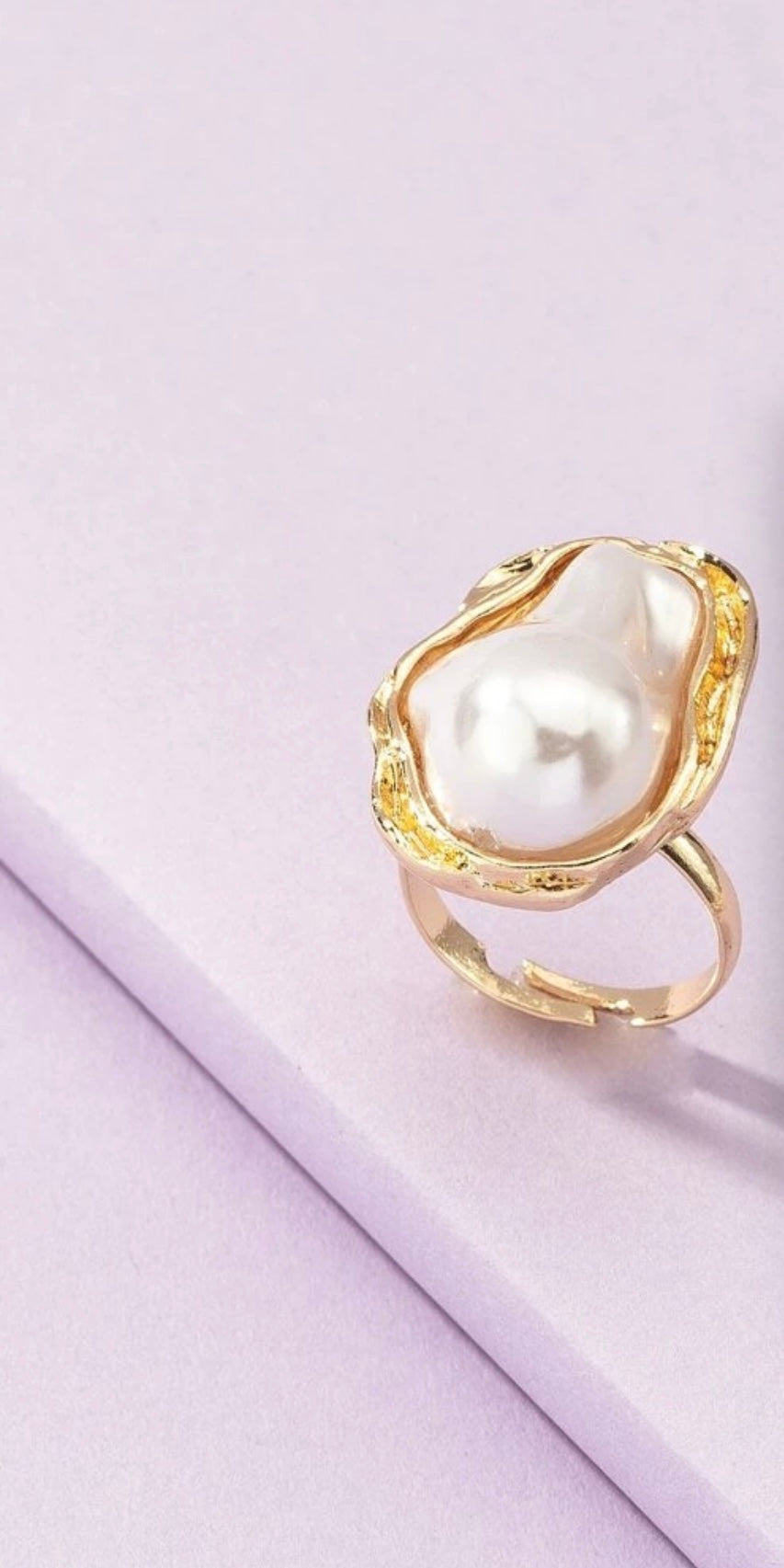 Large Gold Pearl Ring