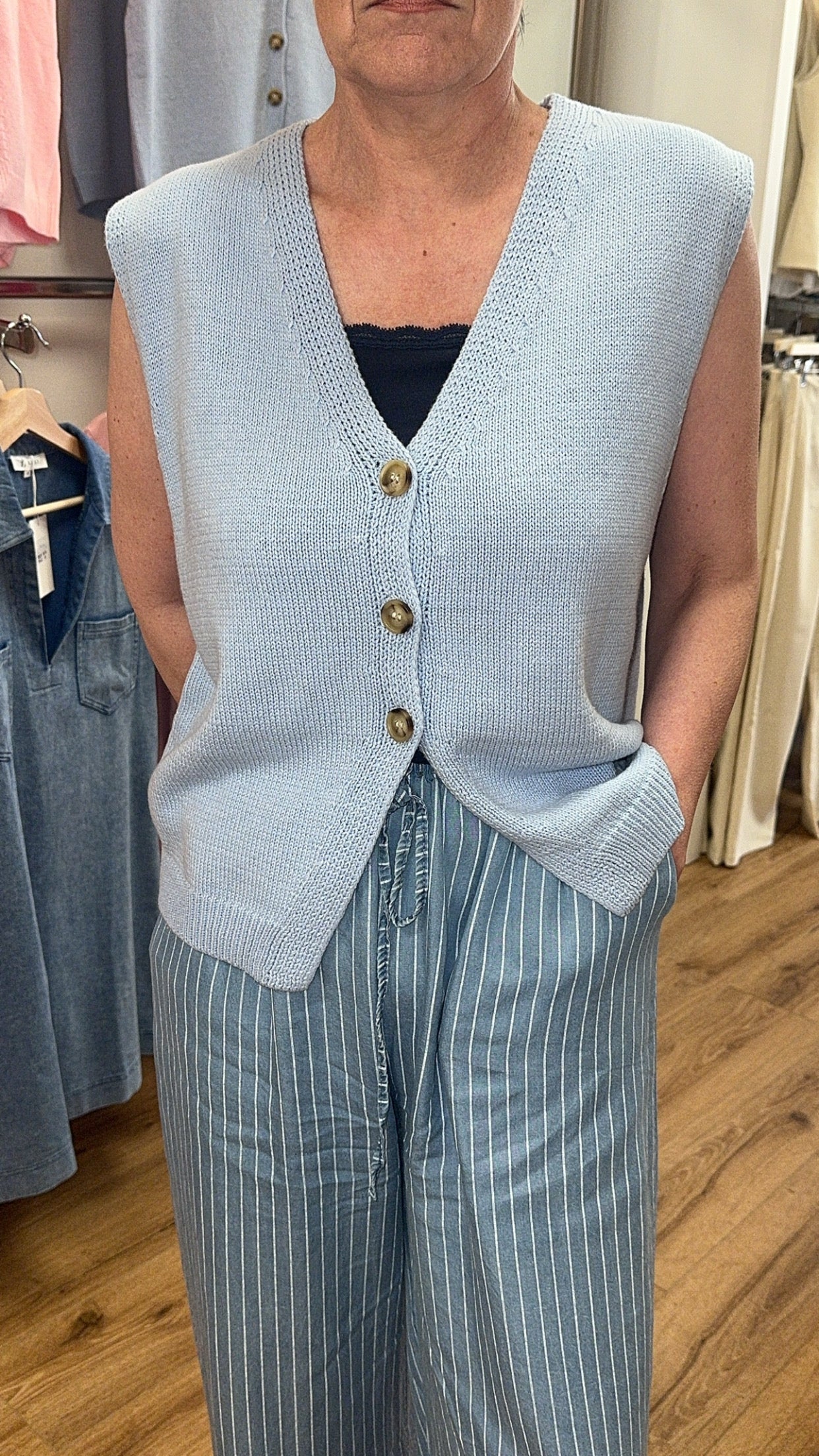 Blue Knitted Waistcoat