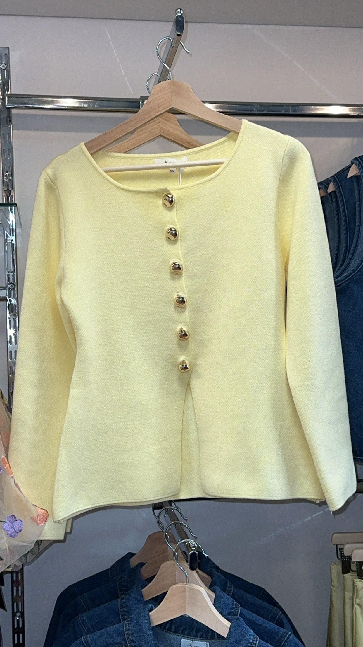 Juliet Lemon Gold Button Detail Jumper