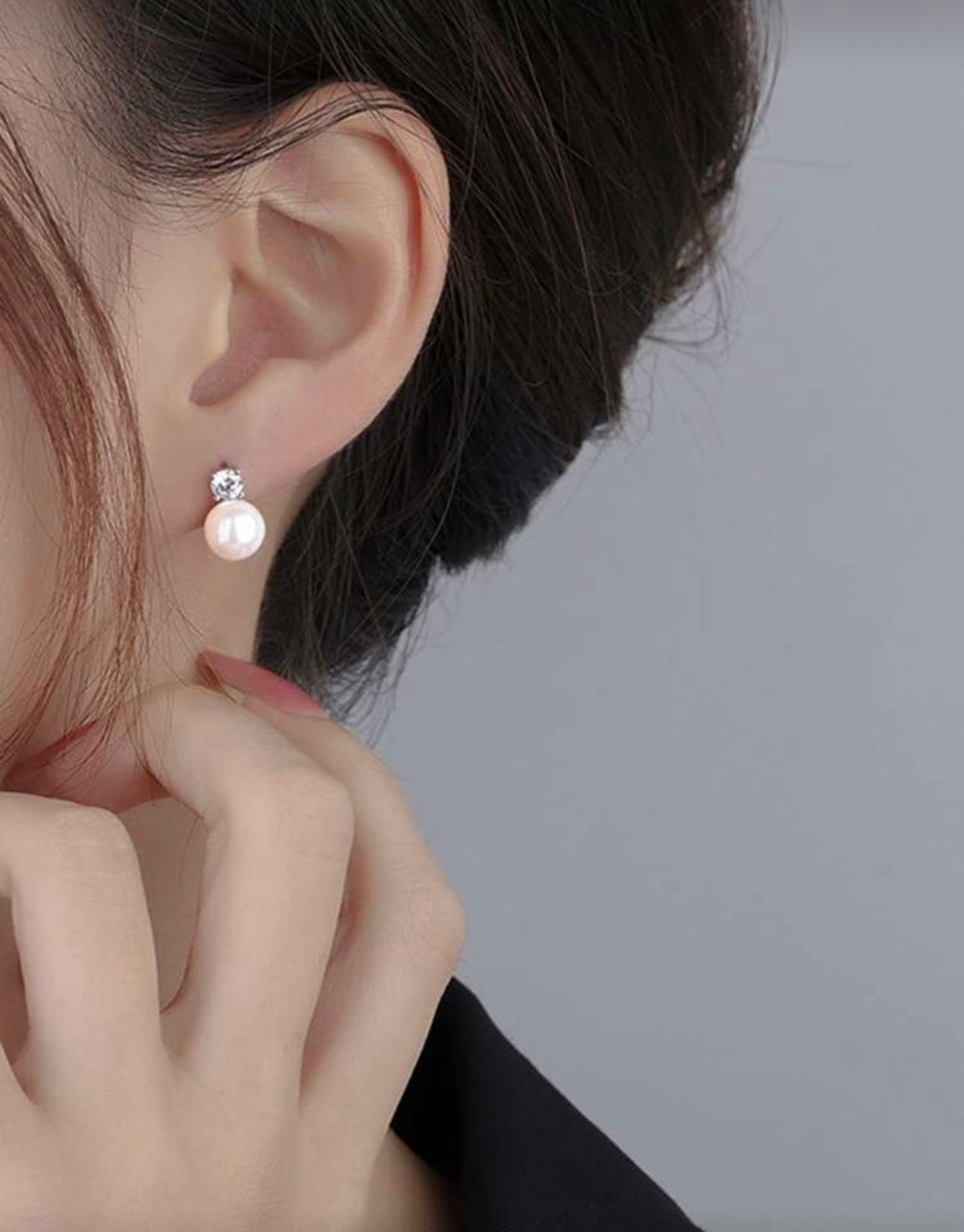 Diamante Silver Pearl Drop