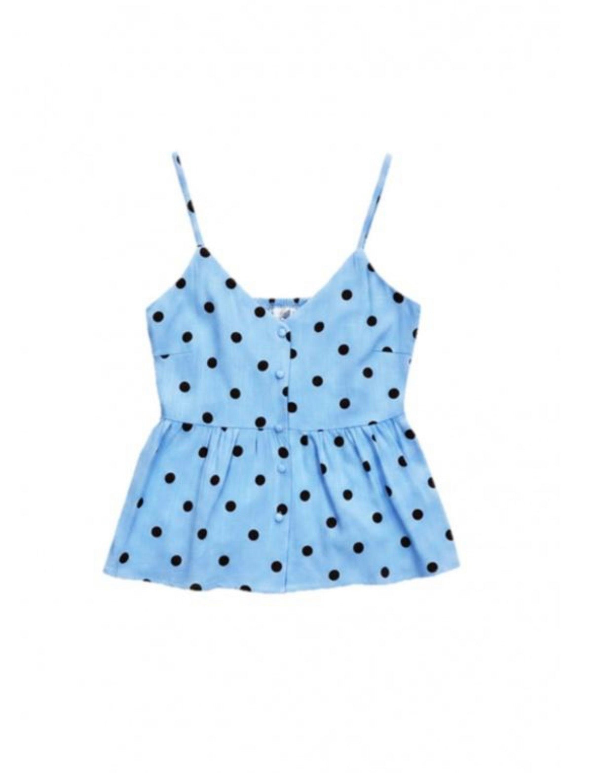 Blue & Brown Polka Dot Top