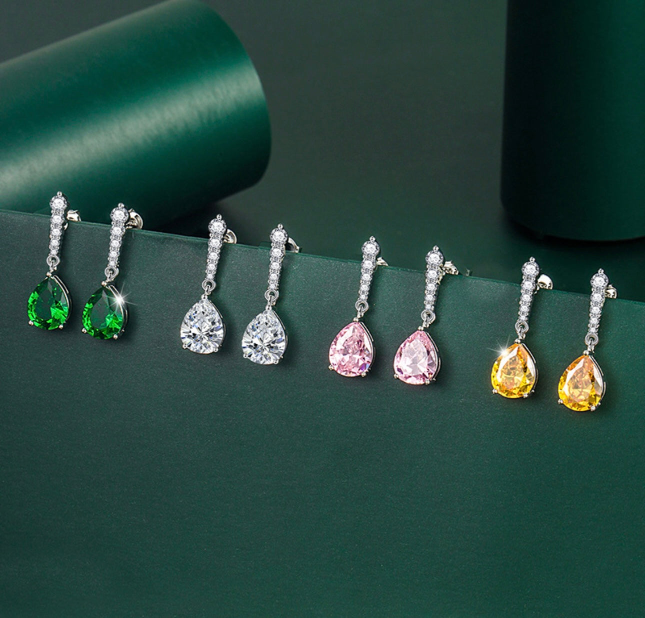 Sterling 925 Teardrop Crystal Diamanté Earrings