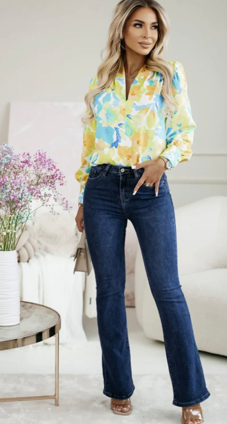 Lottie Lemon & Blue Floral Top (size 10)
