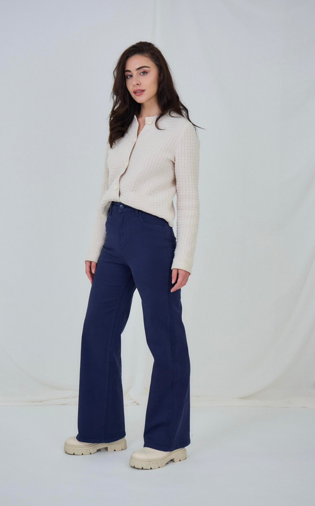 Navy Wide Leg Jeans