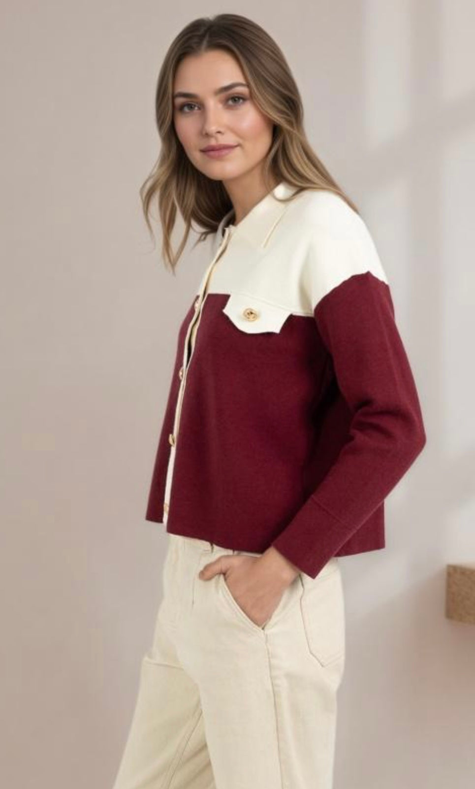 Burgundy & Cream Knit