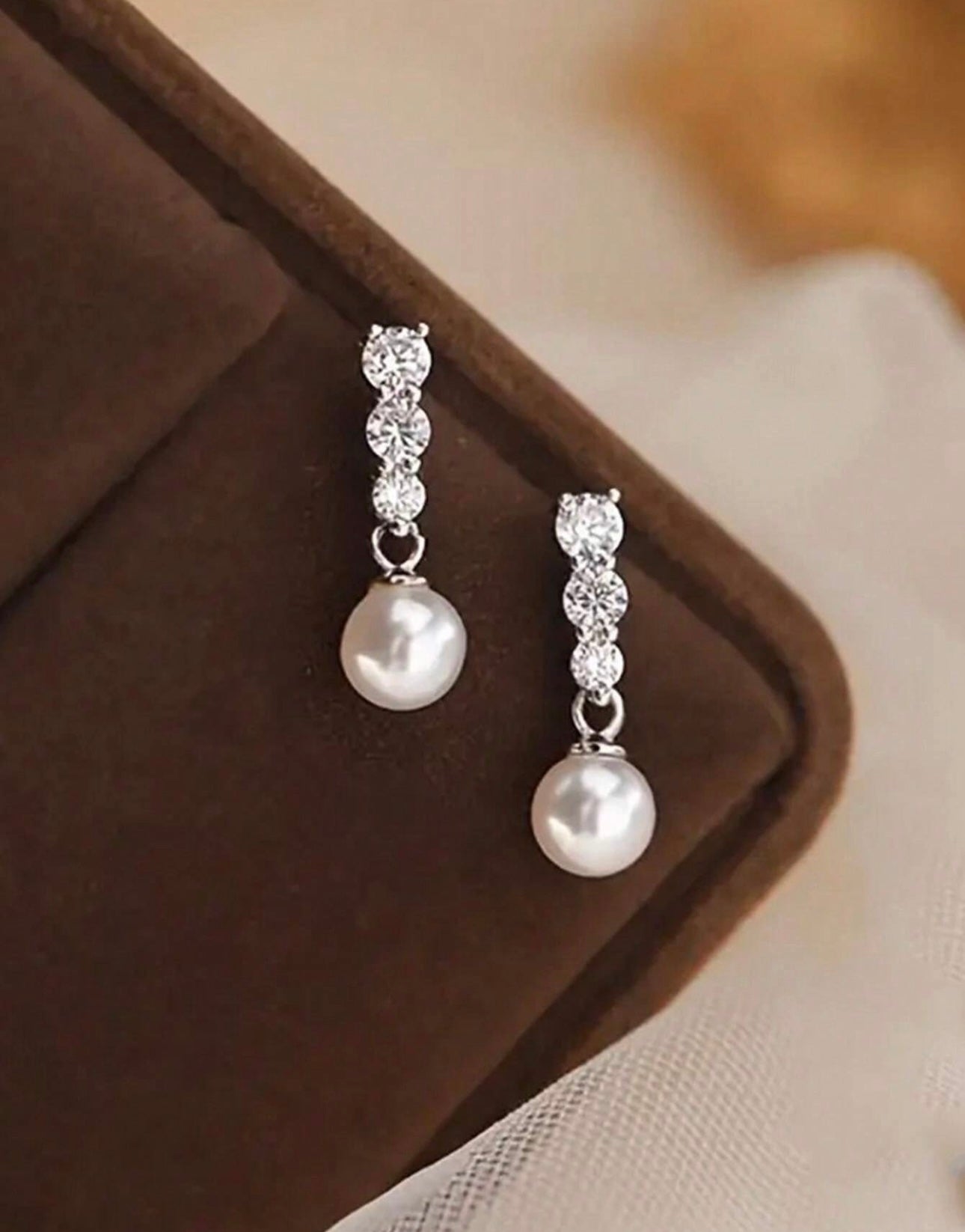 Diamanté Pearl Drop Earrings