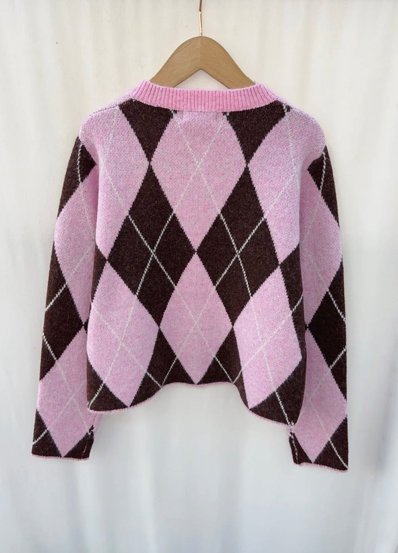 Sofia Pink Argyle Cardigan