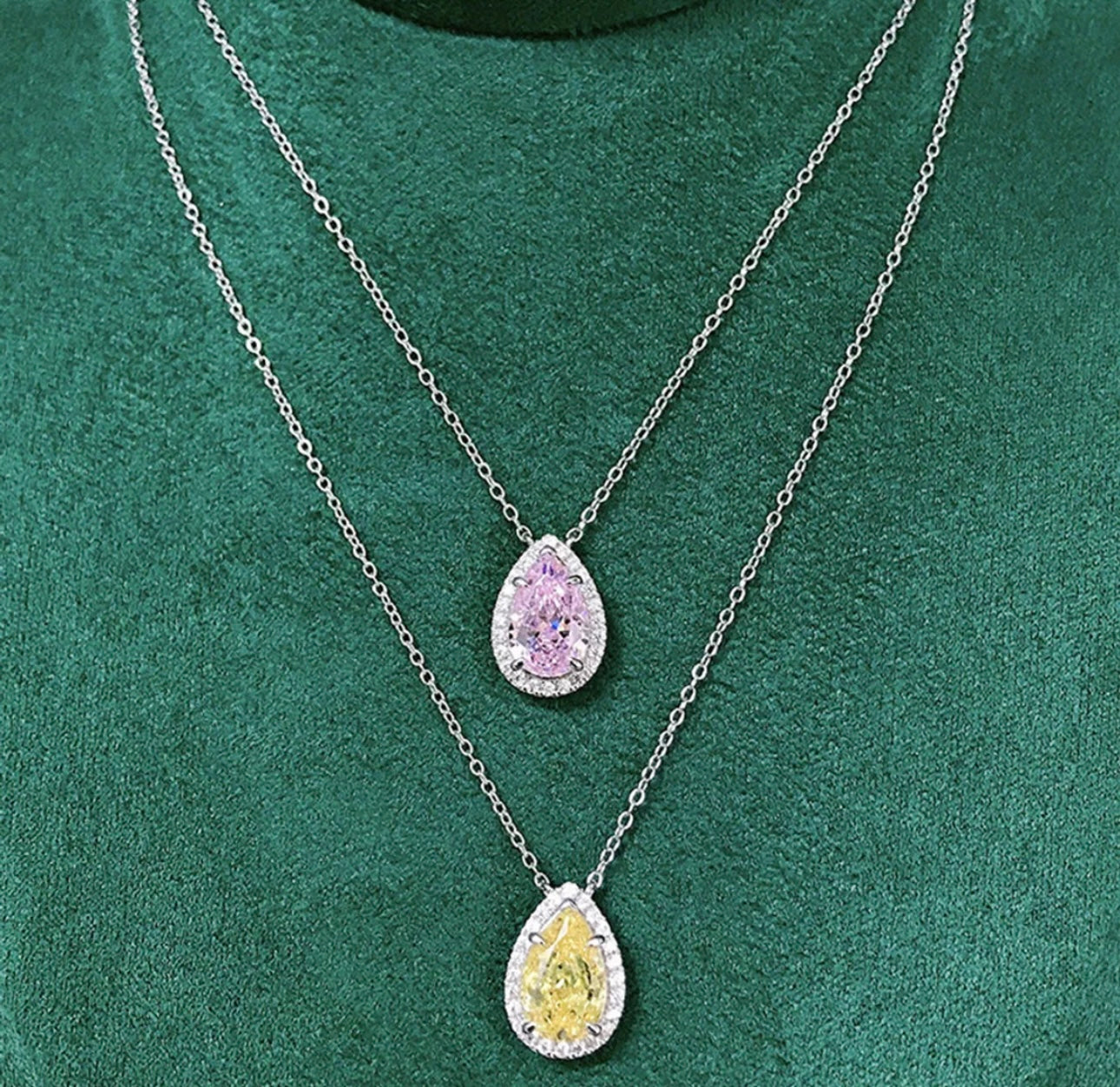 Silver Chain With Canary Yellow Pendant