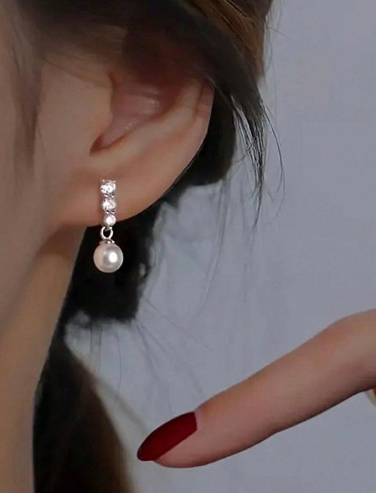 Diamanté Pearl Drop Earrings