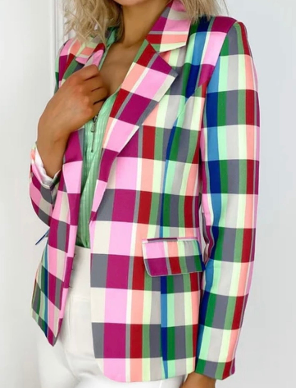 Fushia Mixed Print Blazer Jacket