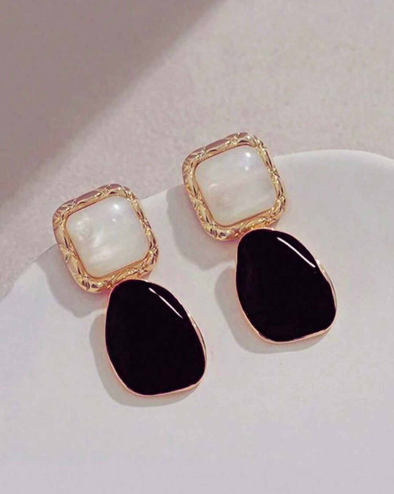 Black & Gold Patent Earrings