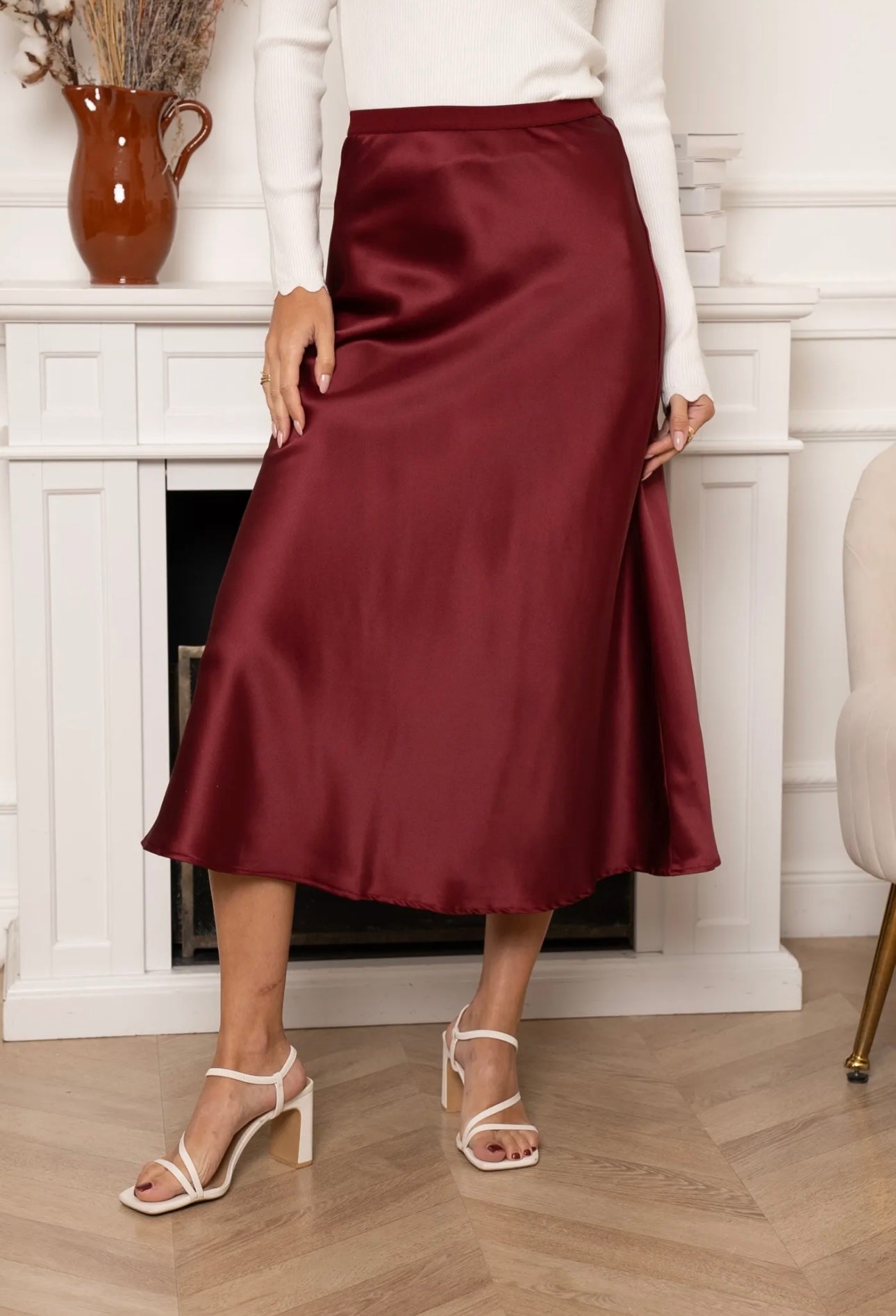 Burgundy Satin Skirt