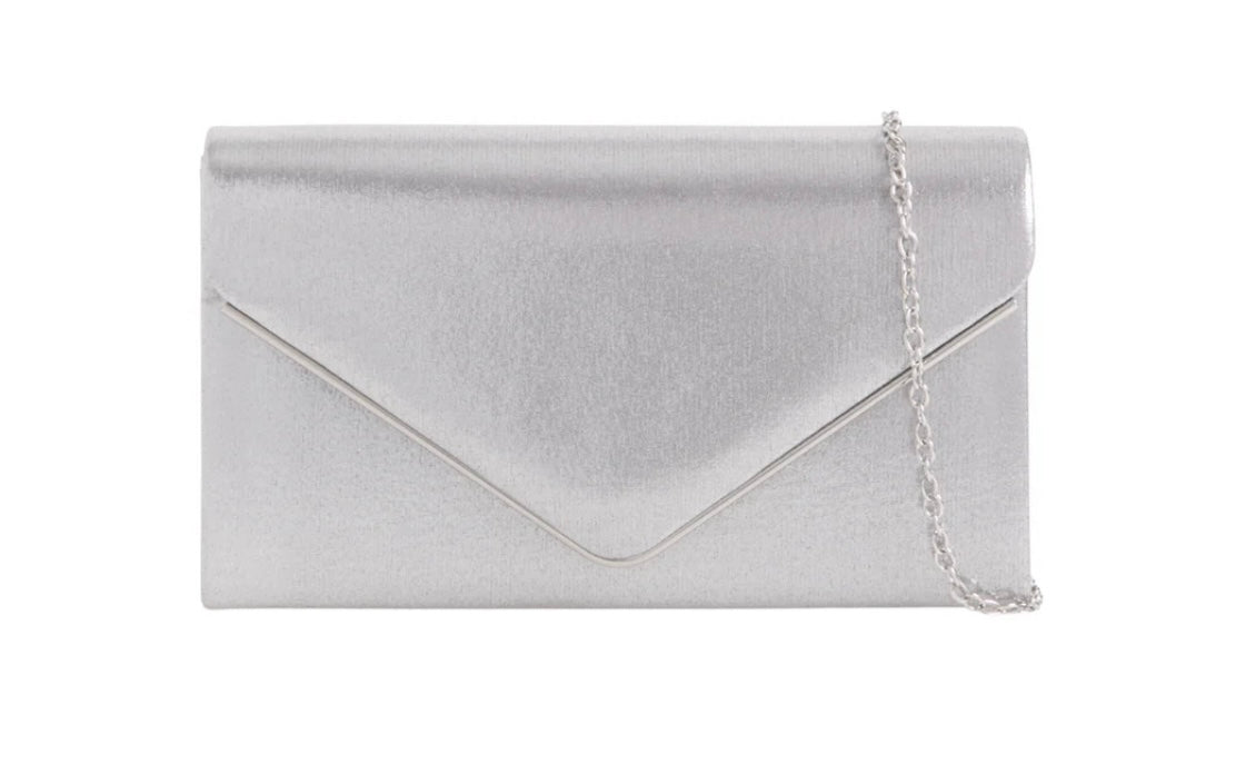 Silver Velvet Clutch Bag