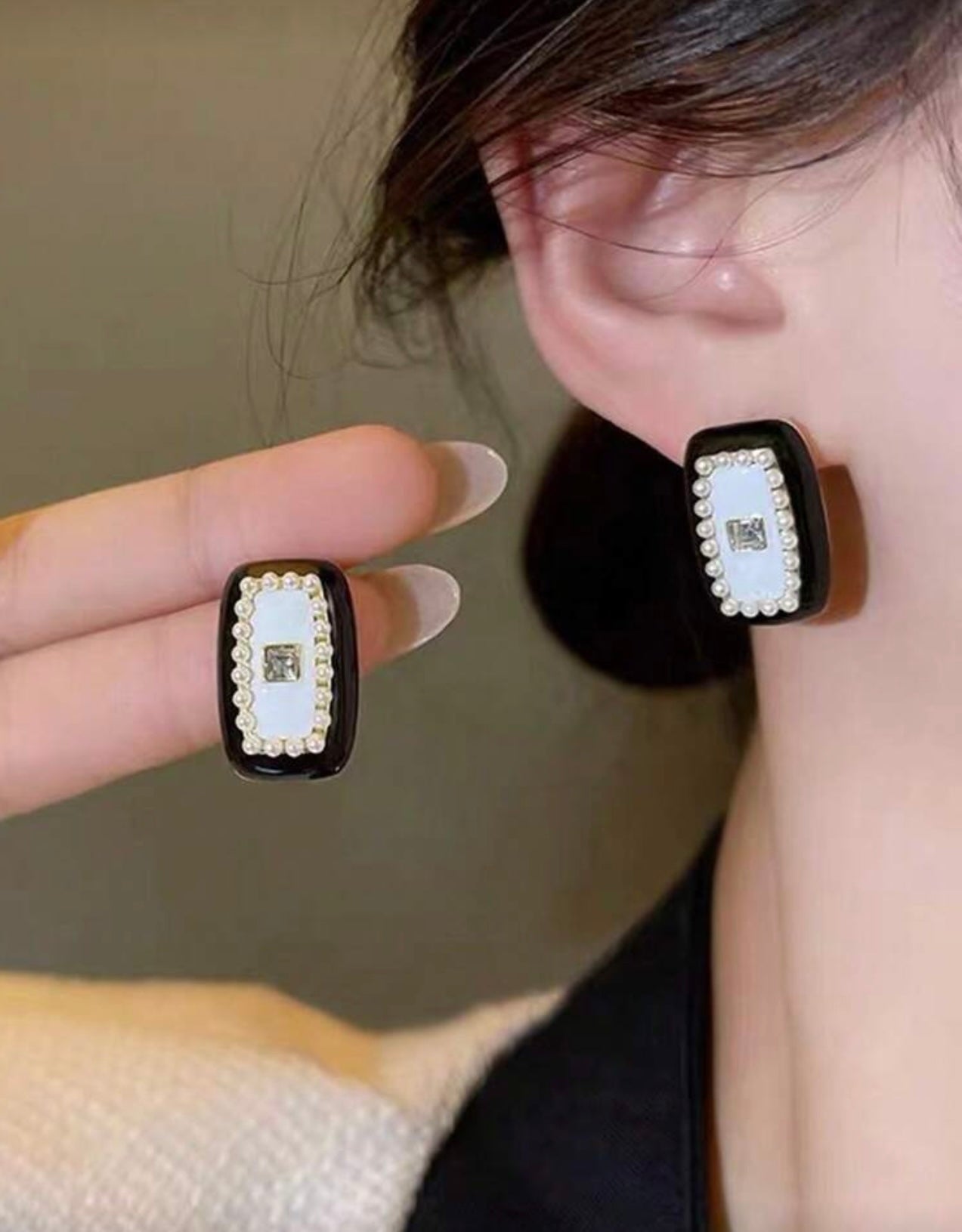 Monochrome Square Earrings