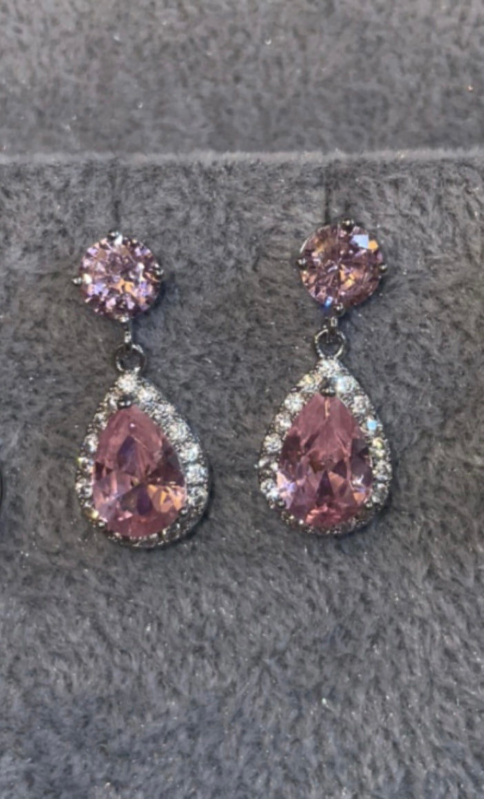 Pink Small Diamond Earrings