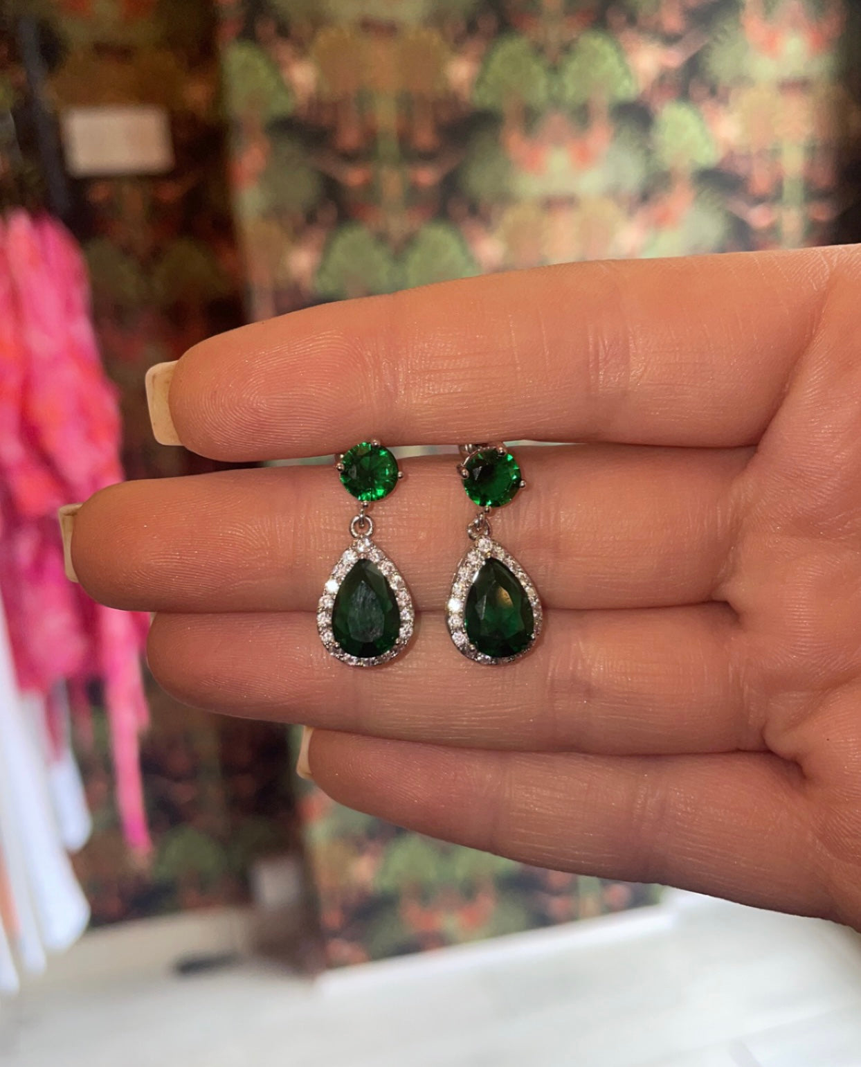 Emerald Small Diamond Earrings