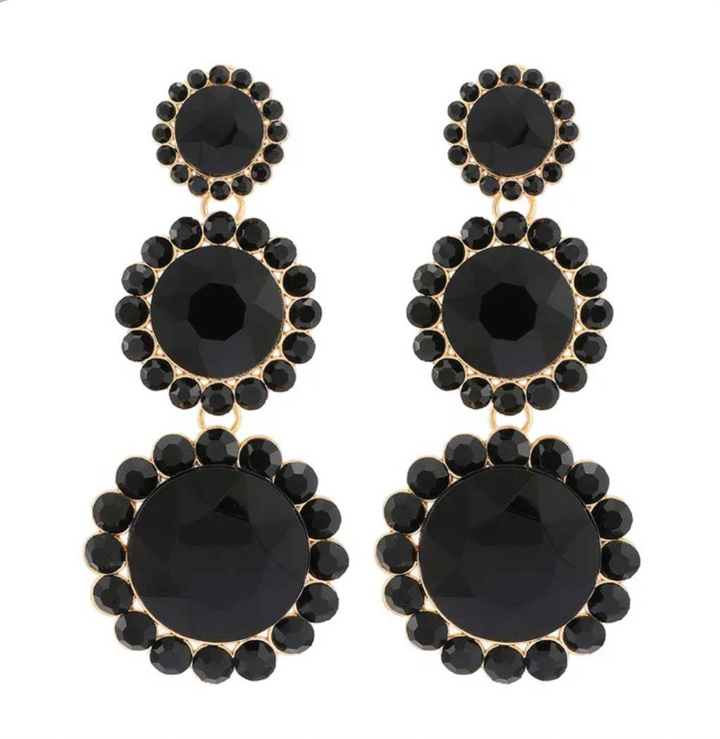 Floral Statement Earrings Black