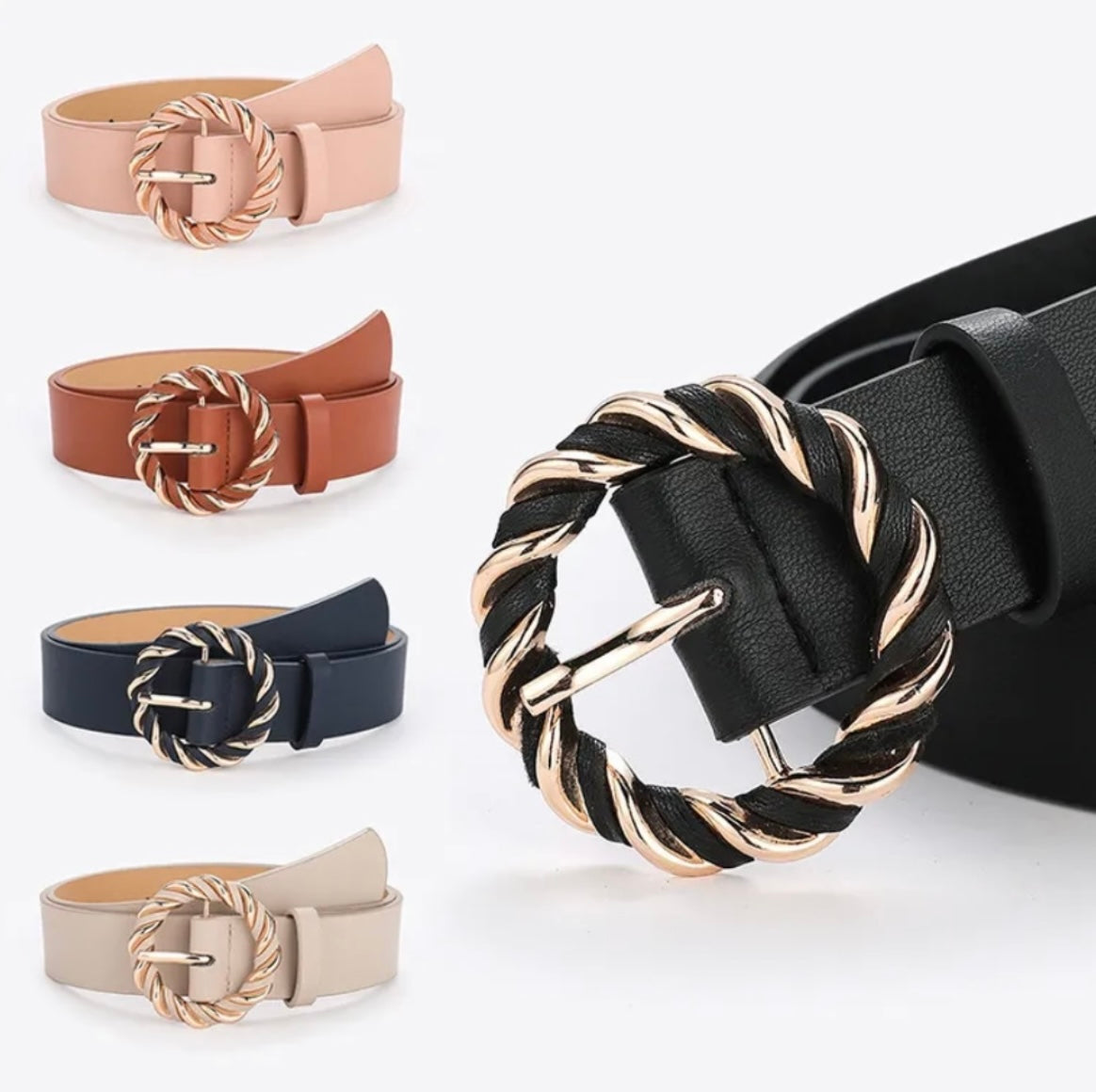 Gold Buckle Belt Tan