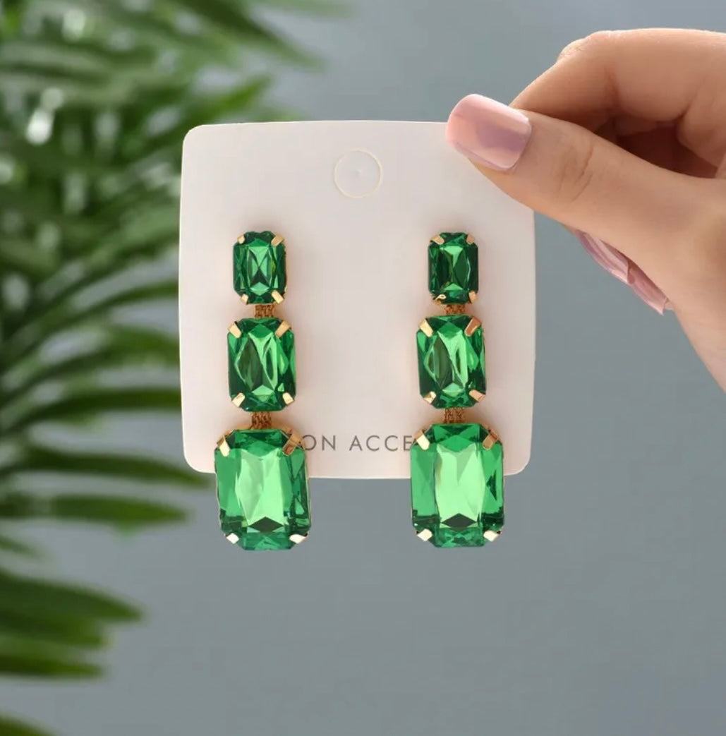 Rhinestone Earring’s Green