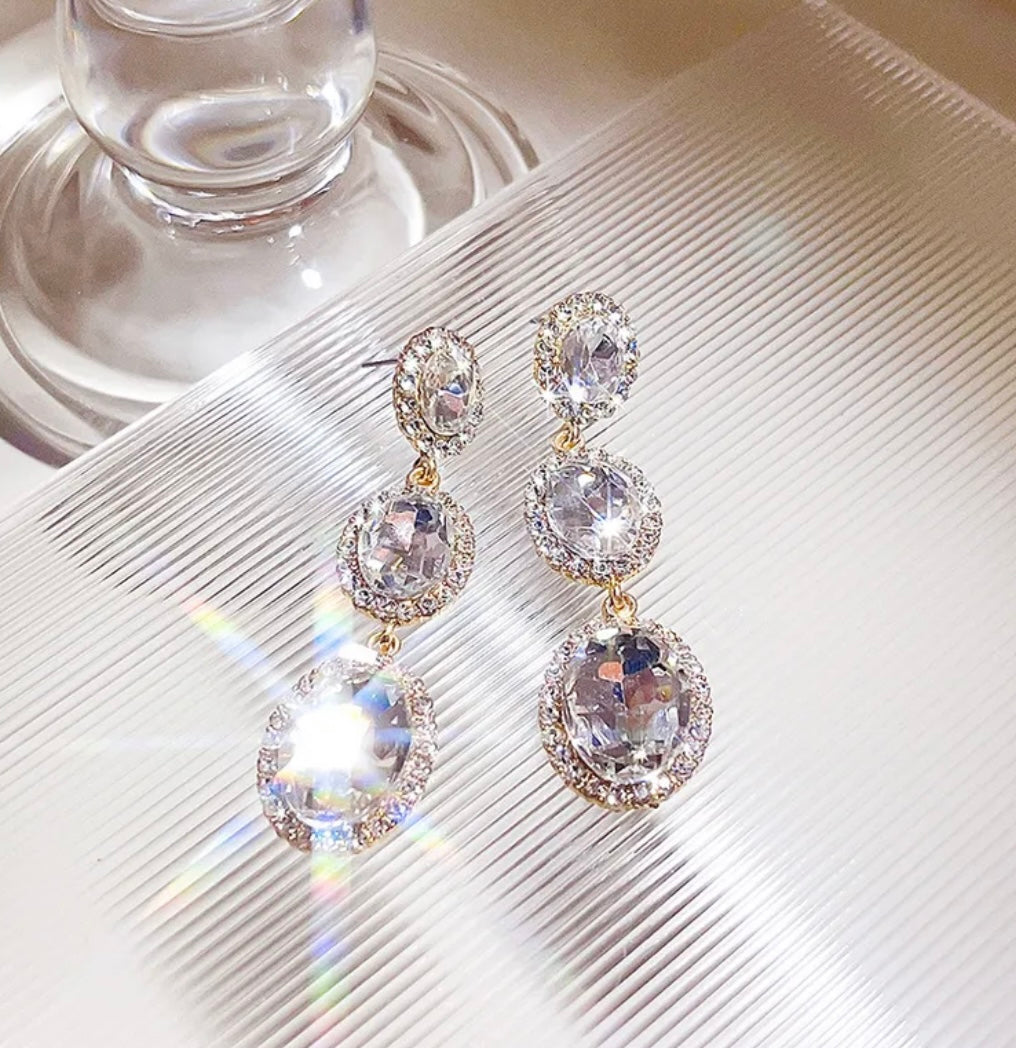 Gold Crystal Teardrop Earrings