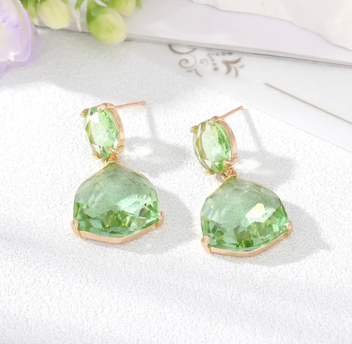 Mint Crystal Earrings