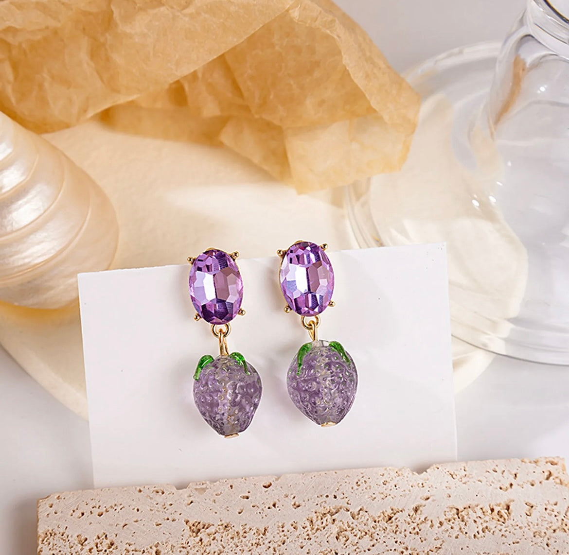Lilac Strawberry Earrings