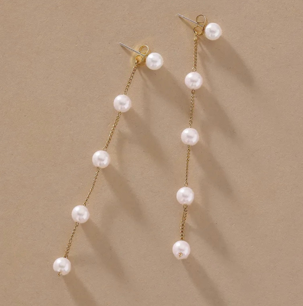 Pearl Long Drop Earrings