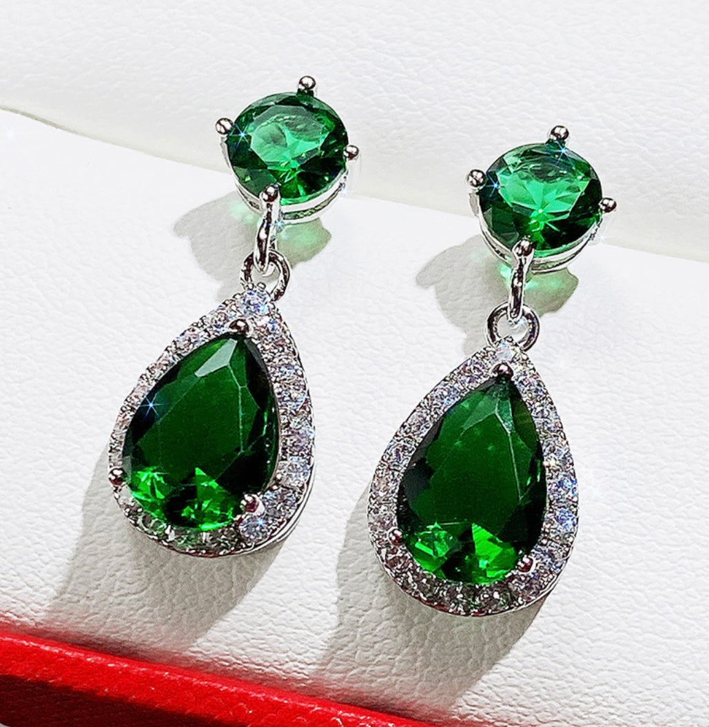 Emerald Small Diamond Earrings