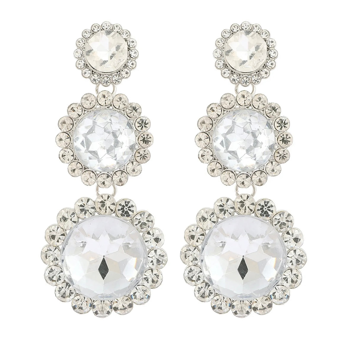 Floral Statement Earrings Crystal