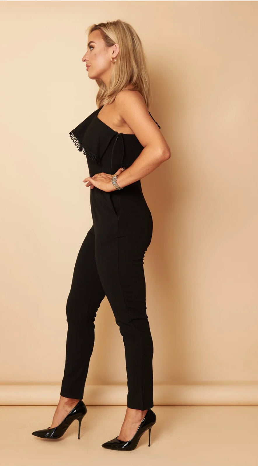 Joni One Shoulder Jumpsuit Black