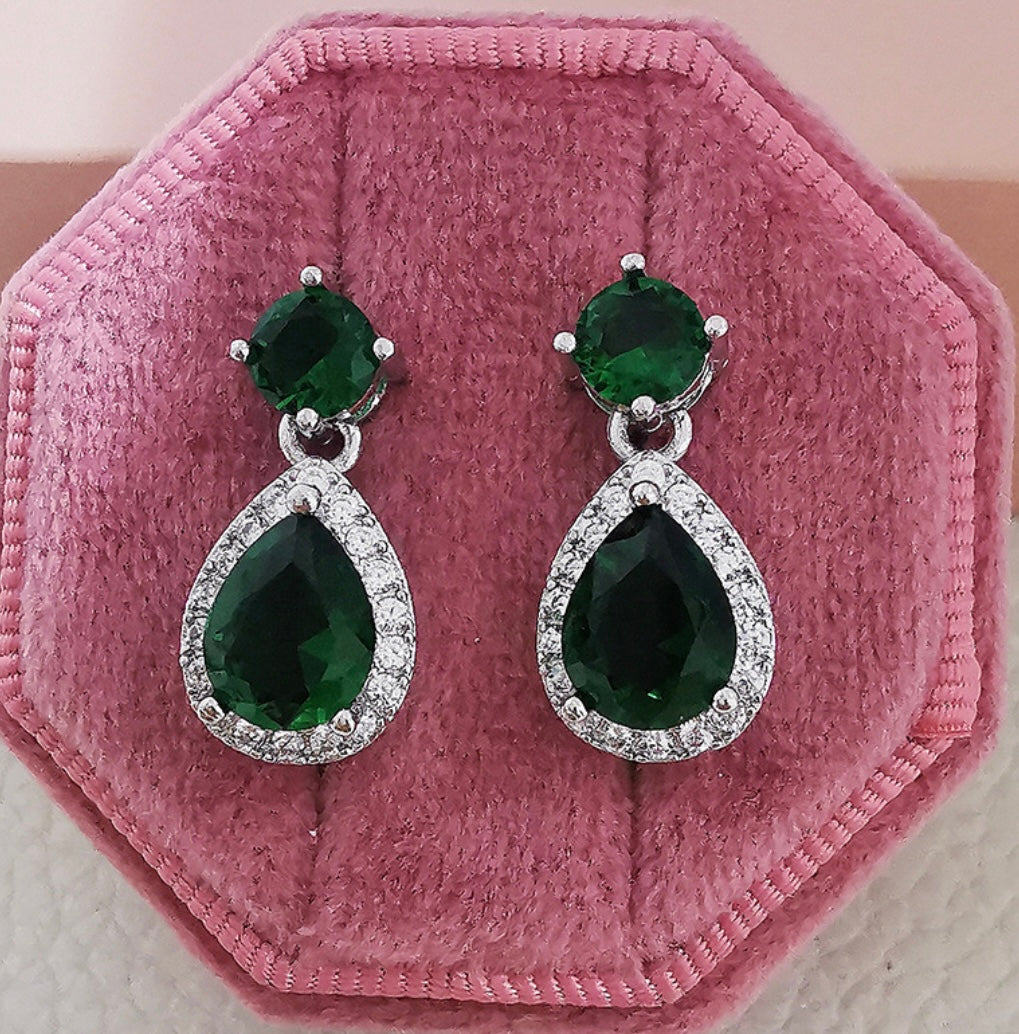 Emerald Small Diamond Earrings