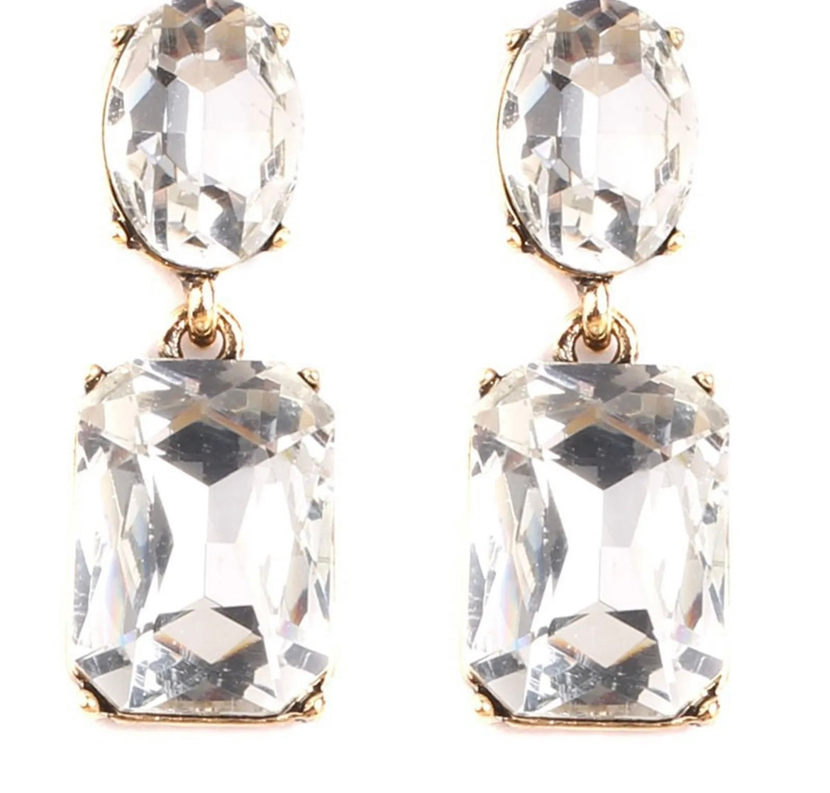 Glam Oval Drop Earring Crystal