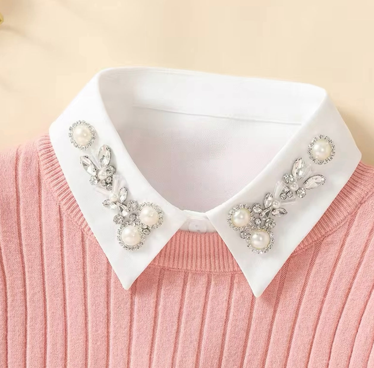 #8 White Pearl Embellished Collar