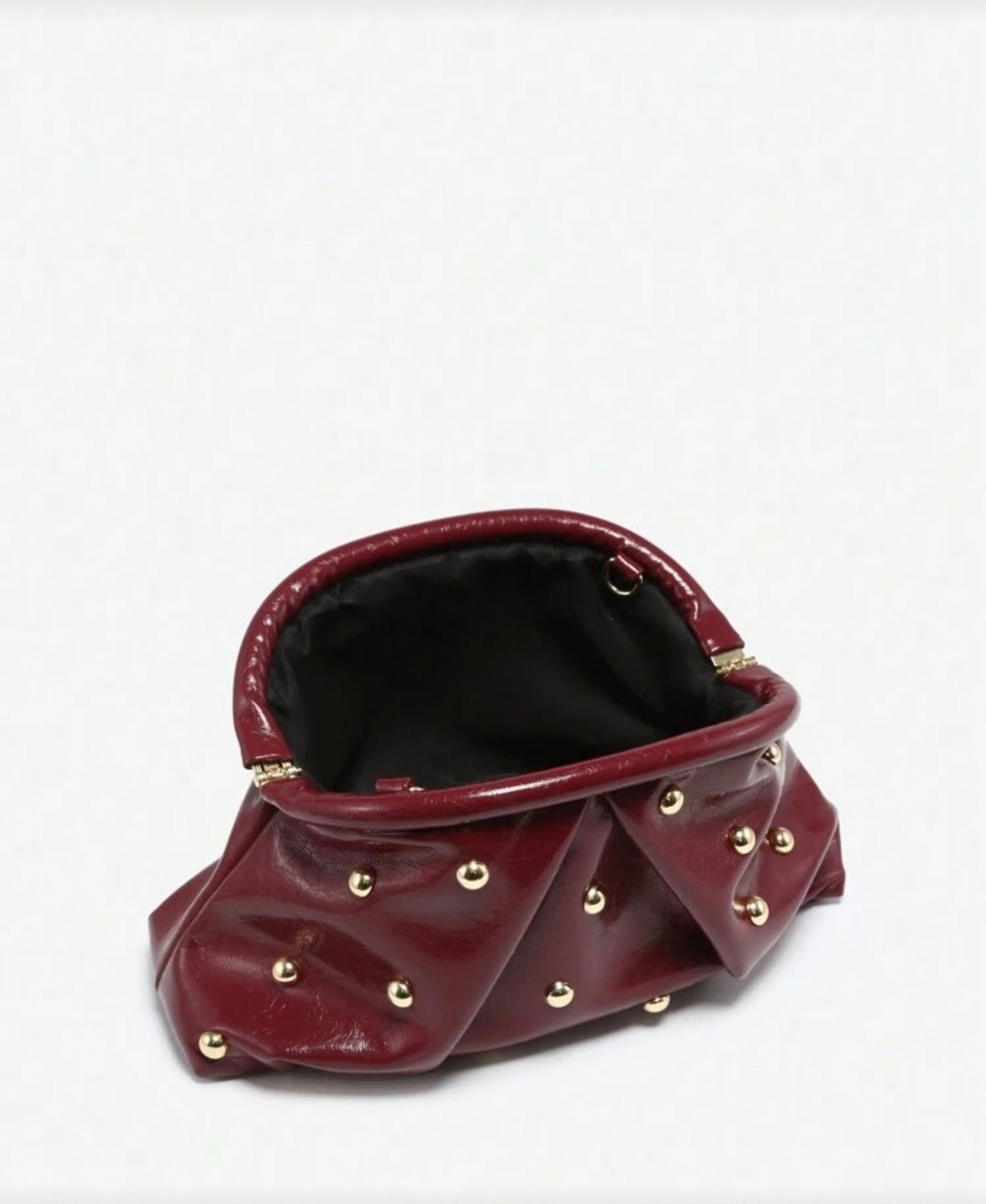 Burgundy Studded Clutch Bag