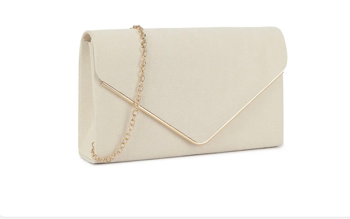 Ivory Velvet Clutch Bag