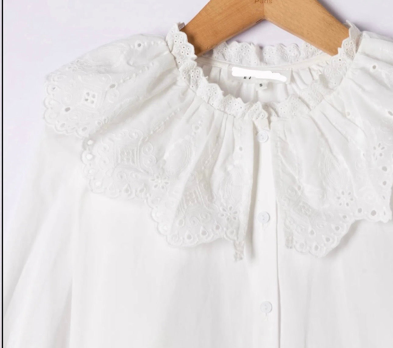 White Broiderie Anglaise Collared Shirt