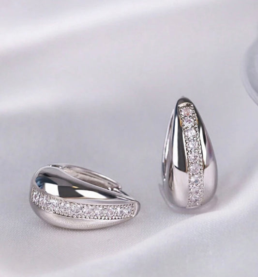 Silver Diamanté hoops