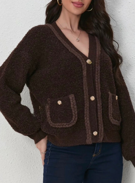 Brown Embroidered Cardigan Jacket