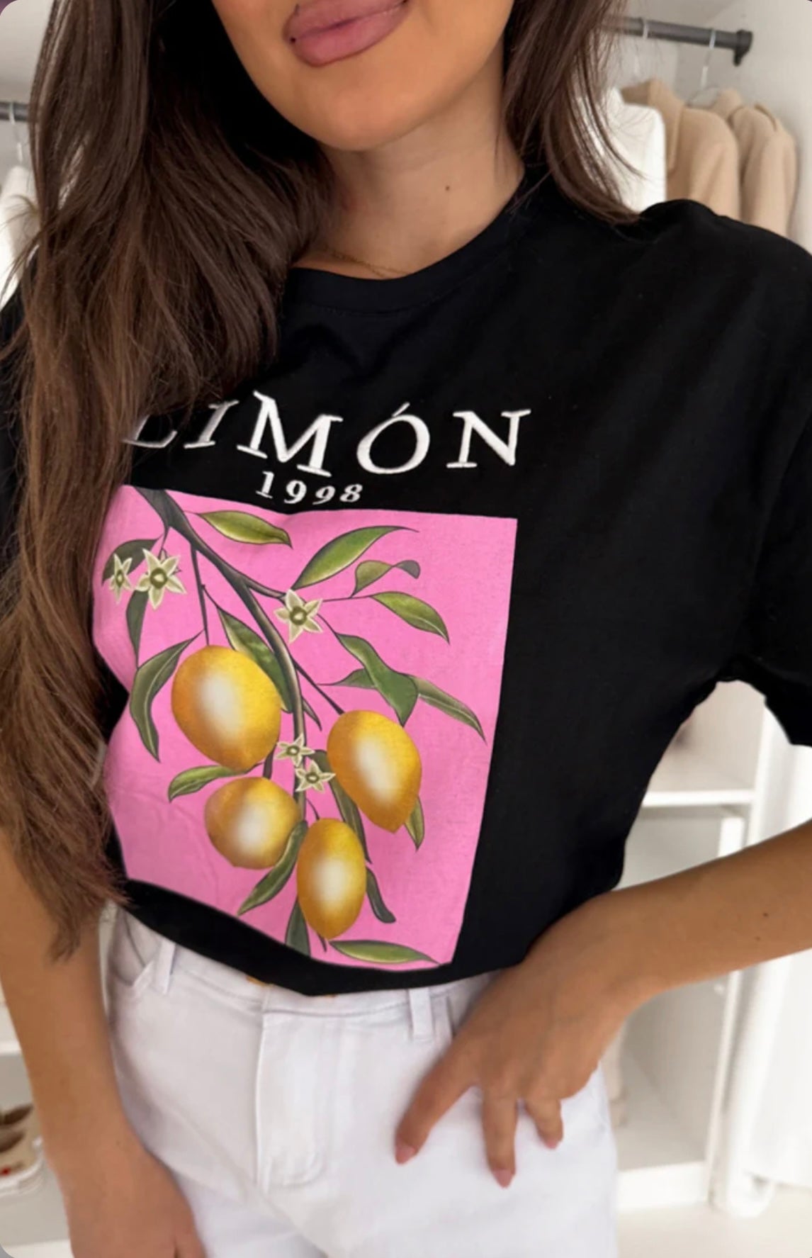 Limon T-Shirt Pink & Black (one size 8-14)