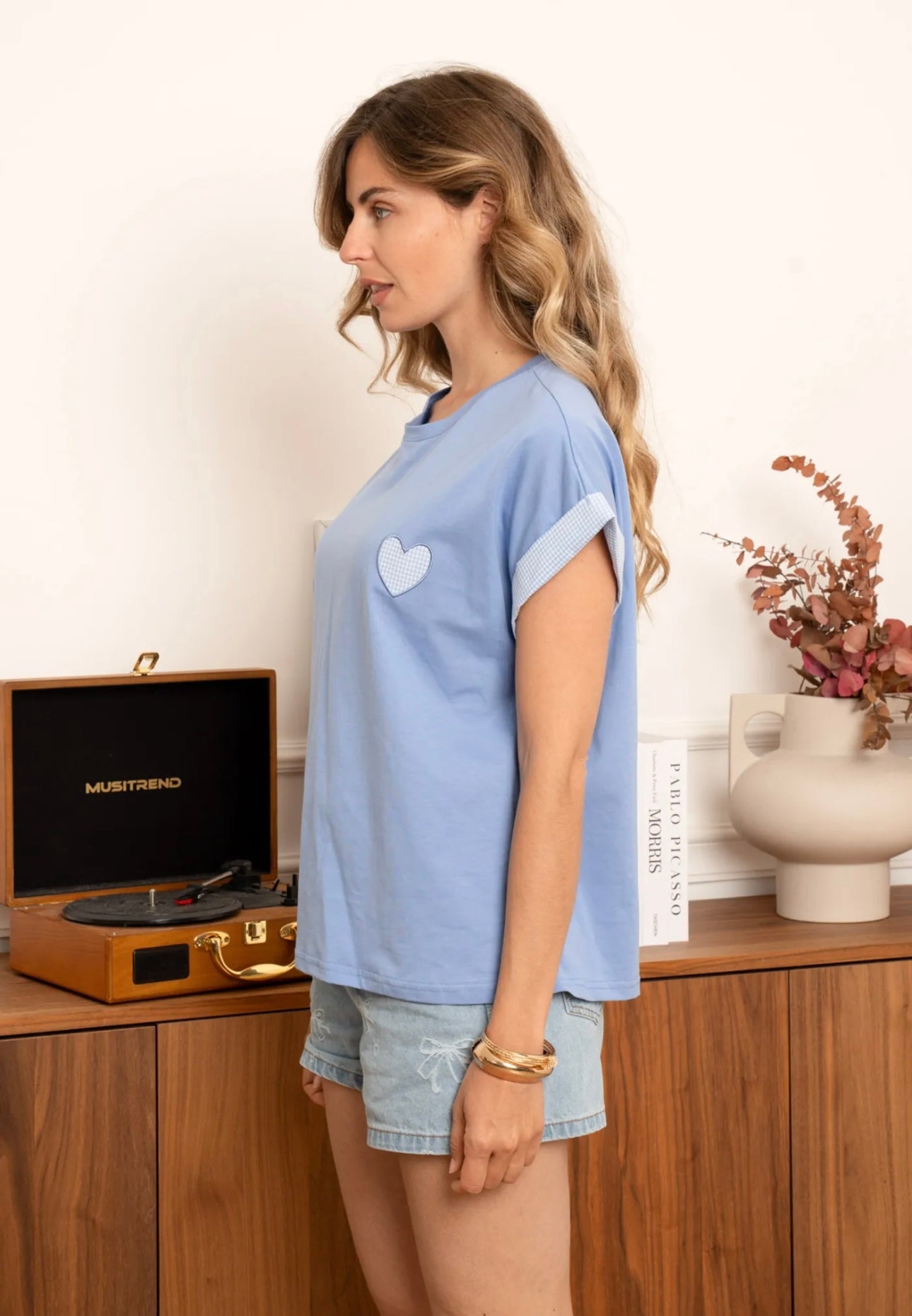 Lola Denim Heart Checked T-Shirt