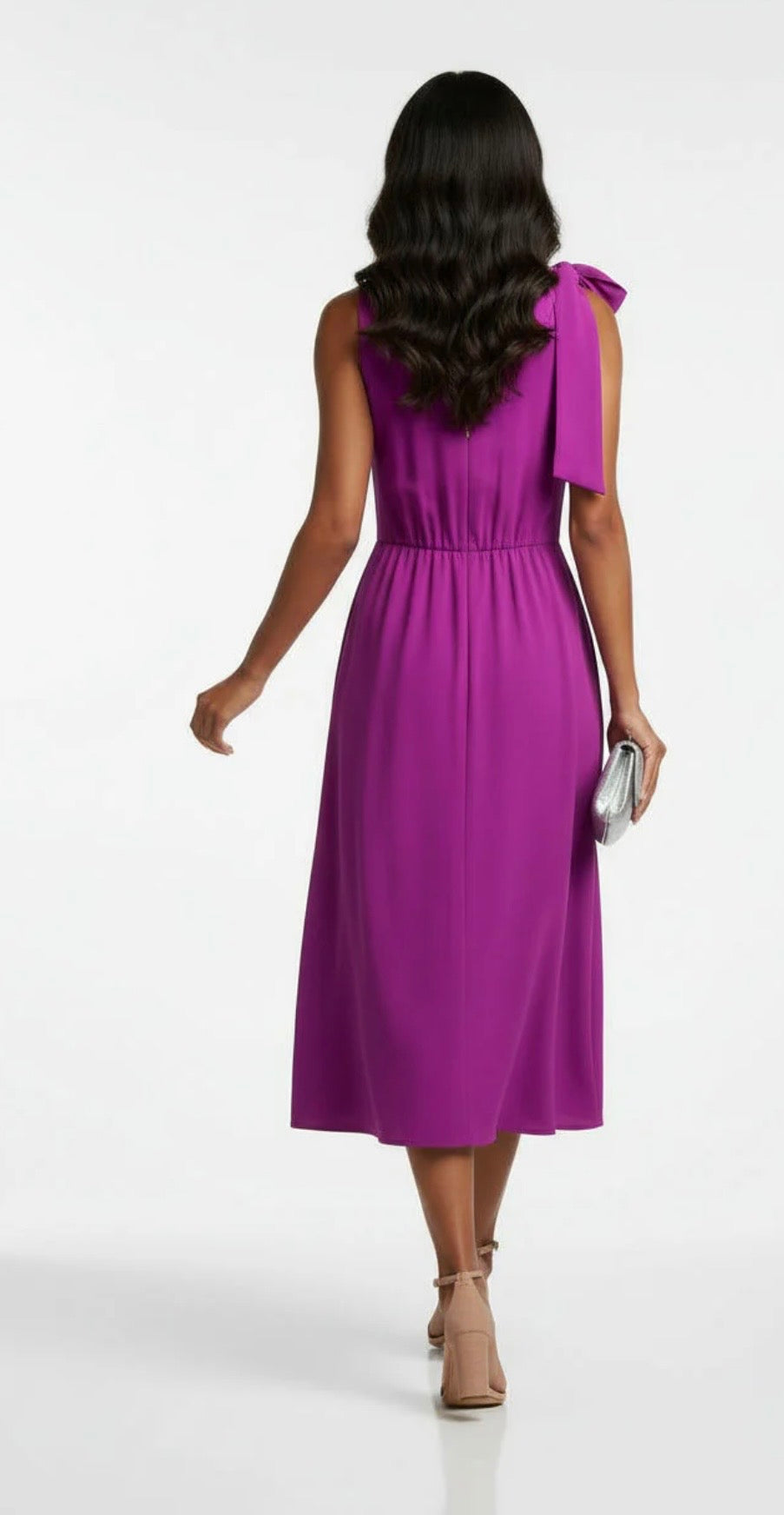 Magenta Bow Midi Dress