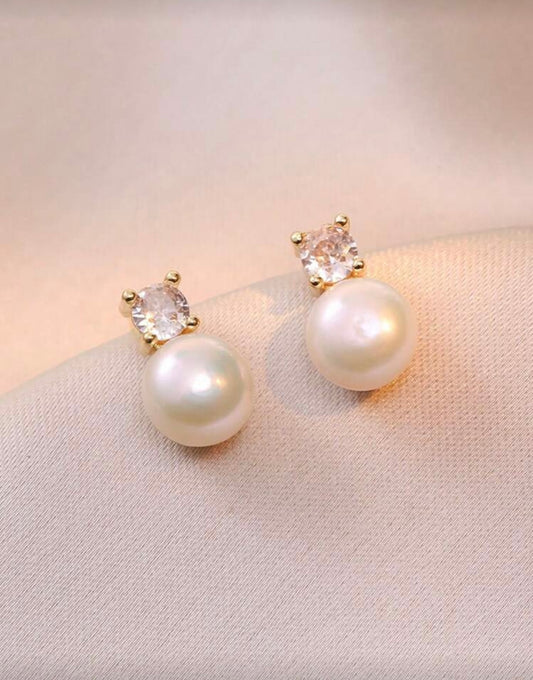 Diamanté Gold Pearl Drop