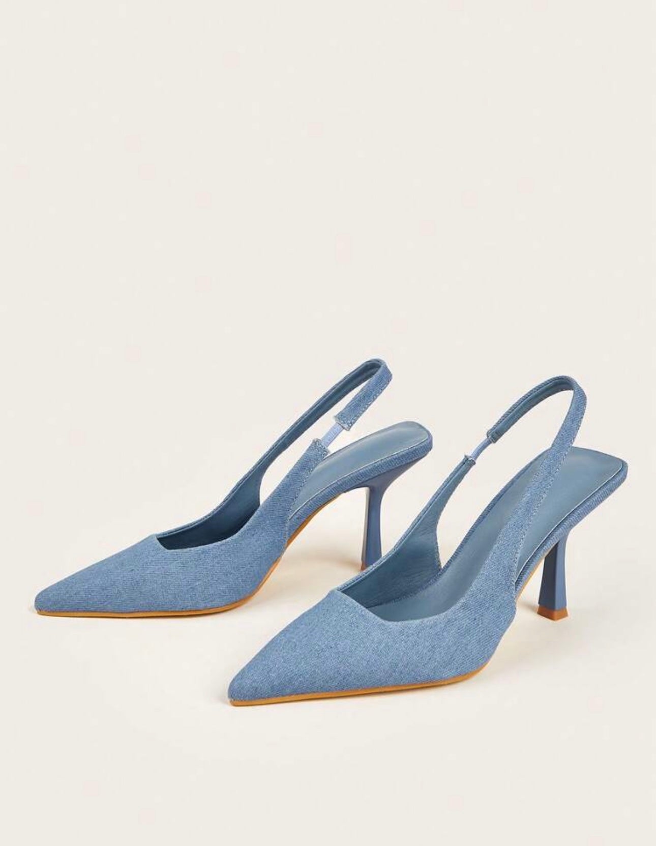 Denim Slingback Heels