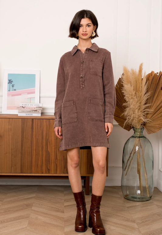 Brown Denim Dress