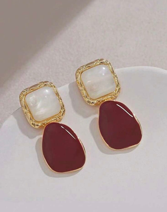 Burgundy& Gold Patent Earrings