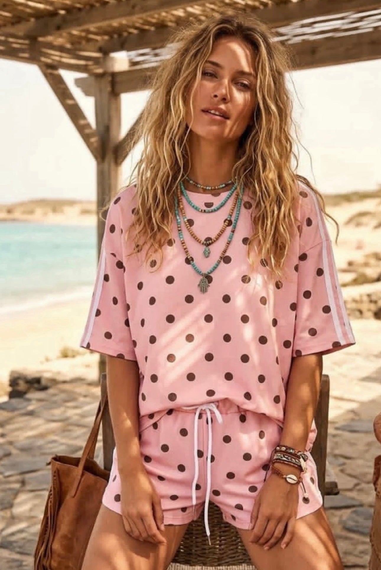 Lily Blue & Brown Polka Dot Co-Ord